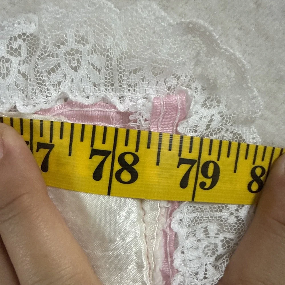 Vtg Chenille Toddler Bedspread Blanket Throw Ivory Pink Lace Satin 44x78 Shabby
